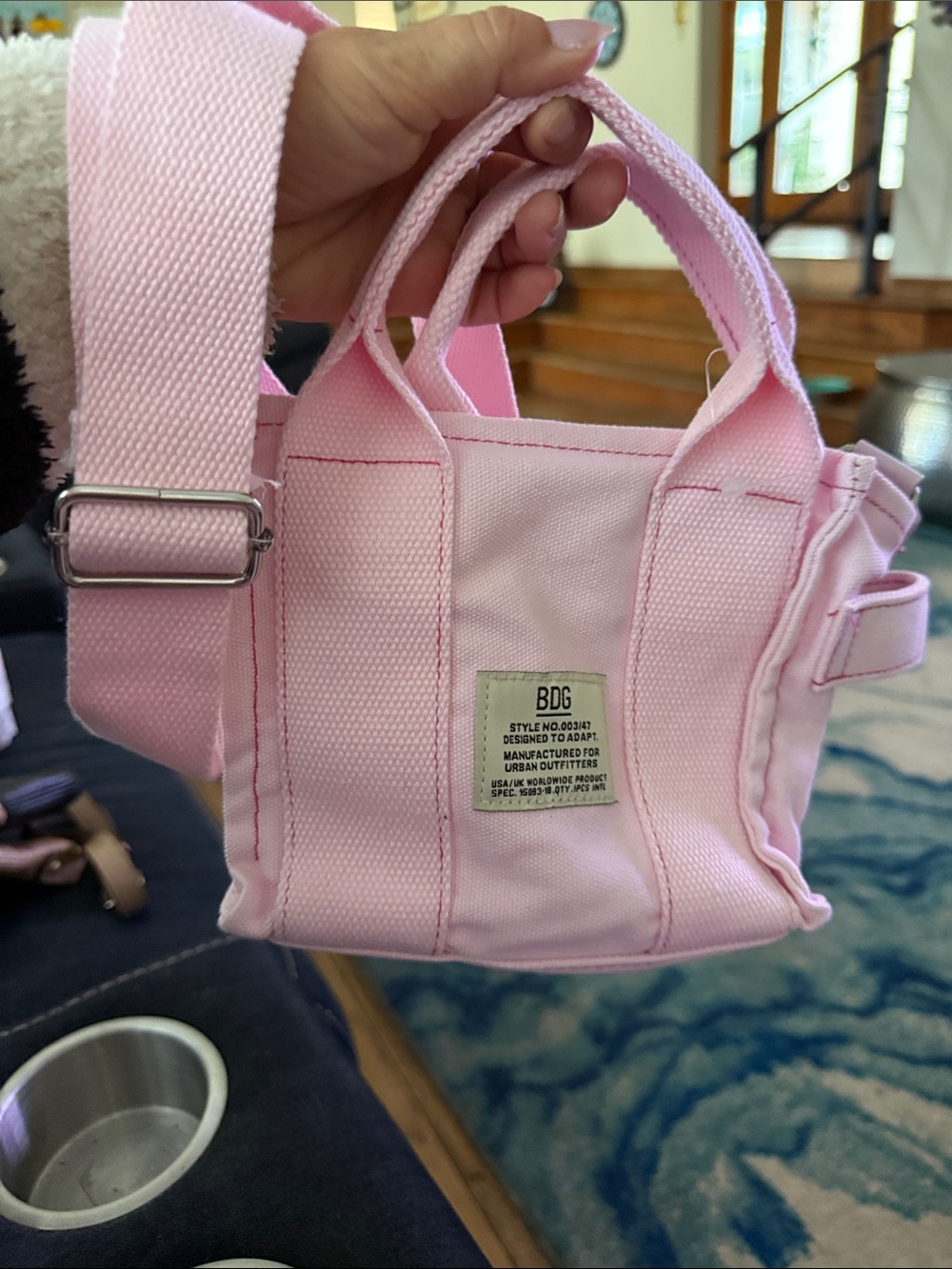 BDG Pink Mini Tote Bag with Detachable Strap